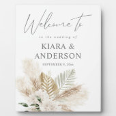 Boho Pampas Grass Beige & Floral Welcome Plaque Fotoplaat (Voorkant)