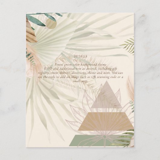 BOHO Pampas Grass Beige Green Terracotta Wedding (Achterkant)