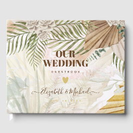 BOHO Pampas Grass Beige Green Terracotta Wedding Gastenboek