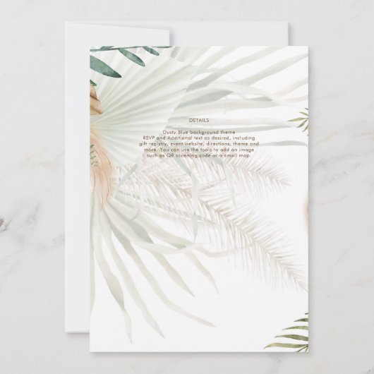 BOHO Pampas Grass Beige Green Terracotta Wedding Kaart (Achterkant)