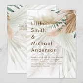 BOHO Pampas Grass Beige Green Terracotta Wedding Kaart (Voorkant / Achterkant)