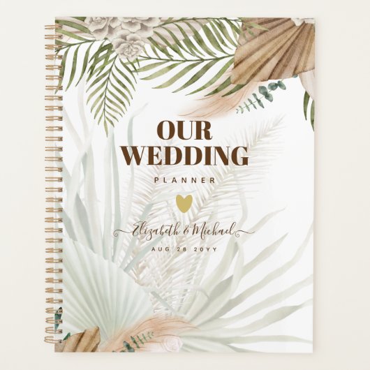 BOHO Pampas Grass Beige Green Terracotta Wedding Planner (Voorkant)