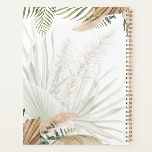 BOHO Pampas Grass Beige Green Terracotta Wedding Planner (Achterkant)