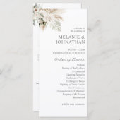 Boho Pampas Grass & Beige L Wedding Ceremony Programmakaart (Voorkant / Achterkant)