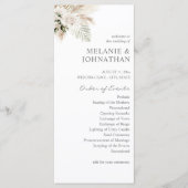 Boho Pampas Grass & Beige L Wedding Ceremony Programmakaart (Voorkant)