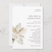 Boho Pampas Grass & Beige Wedding Ceremony Program Kaart (Voorkant)