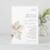 Boho Pampas Grass & Beige Wedding Ceremony Program Kaart (Staand voorkant)