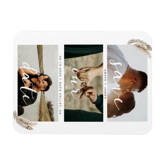 Boho Pampas Grass bewaar de date bruiloft Magneet (Horizontaal)