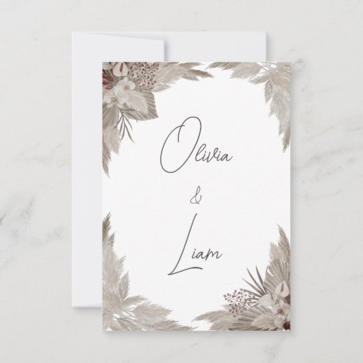 Boho Pampas Grass bewaar de date bruiloft Save The Date (Achterkant)
