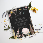 BOHO Pampas Grass Black Moody Floral Butterfly Kaart