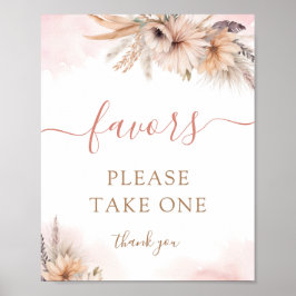 Boho Pampas Grass Bloemen Meisje Baby shower Favor Poster