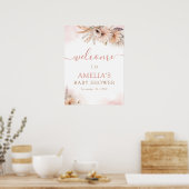 Boho Pampas Grass Bloemen Meisje Baby shower Welko Poster (Keuken)
