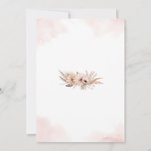 Boho Pampas Grass Bloemen Woestijn Meisje Baby sho Kaart (Achterkant)