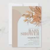 Boho Pampas Grass Blue Virtual Baby shower Kaart (Voorkant)