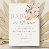 Boho Pampas Grass Blush Baby in Bloom Baby shower Kaart
