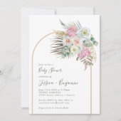 Boho Pampas Grass Blush Floral Arch Baby shower Kaart (Voorkant)