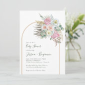 Boho Pampas Grass Blush Floral Arch Baby shower Kaart (Staand voorkant)