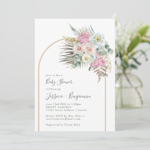 Boho Pampas Grass Blush Floral Arch Baby shower Kaart