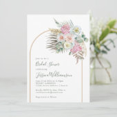 Boho Pampas Grass Blush Floral Arch Vrijgezellenfe Kaart (Staand voorkant)