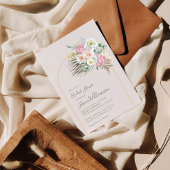 Boho Pampas Grass Blush Floral Arch Vrijgezellenfe Kaart