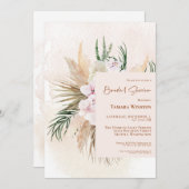 Boho Pampas Grass Blush Floral Vrijgezellenfeest I Kaart (Voorkant / Achterkant)