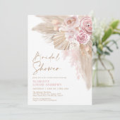 Boho Pampas Grass Blush Floral Vrijgezellenfeest Kaart (Staand voorkant)