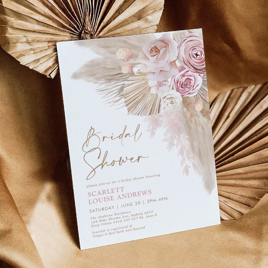 Boho Pampas Grass Blush Floral Vrijgezellenfeest Kaart