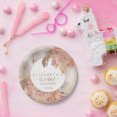 Boho Pampas Grass | Blush Hydrangeas Vrijgezellenf Papieren Bordje (Feest)