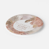 Boho Pampas Grass | Blush Hydrangeas Vrijgezellenf Papieren Bordje (Gekanteld)