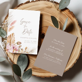 Boho Pampas Grass Blush Orchid Save the Dave Card Kaart