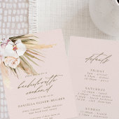 Boho Pampas Grass Blush Pink Bachelorette Weekend Kaart