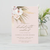 Boho Pampas Grass Blush Pink Bachelorette Weekend Kaart (Staand voorkant)