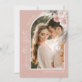 Boho Pampas Grass Blush Pink Photo Weddenschap Save The Date (Voorkant)