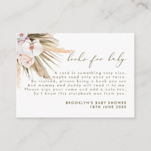 Boho Pampas Grass Boeken voor Baby Tussenvoegsel Informatiekaartje