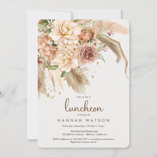 Boho Pampas Grass bohemian desert luncheon Kaart (Voorkant)