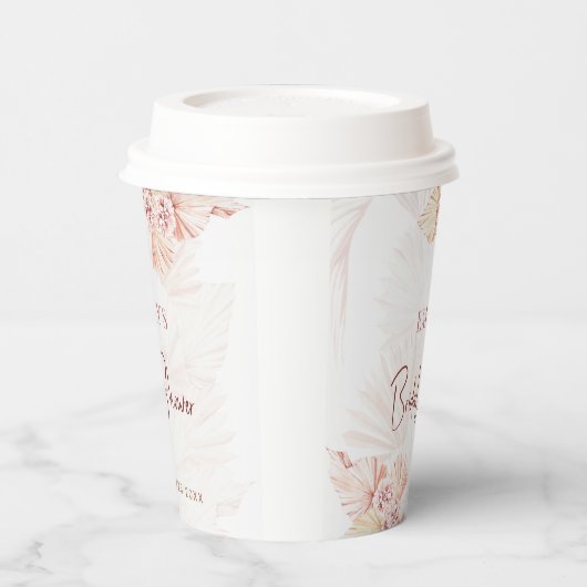 Boho Pampas Grass Bohemian Vrijgezellenfeest Coffe Papieren Bekers (Links)