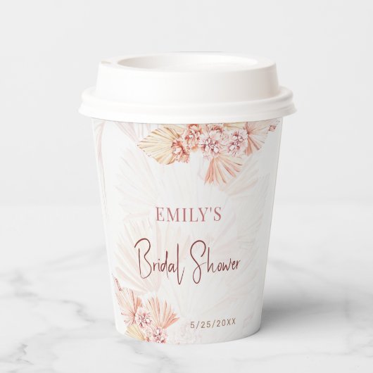 Boho Pampas Grass Bohemian Vrijgezellenfeest Coffe Papieren Bekers (Achterkant)