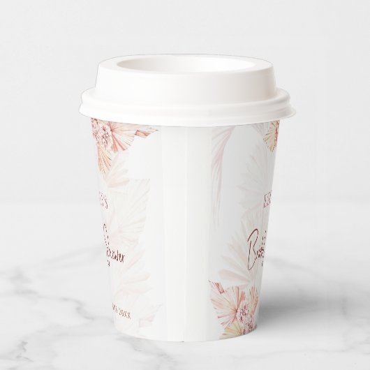 Boho Pampas Grass Bohemian Vrijgezellenfeest Coffe Papieren Bekers (Rechts)