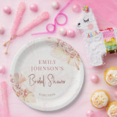 Boho Pampas Grass Bohemian Vrijgezellenfeest Tabel Papieren Bordje (Feest)