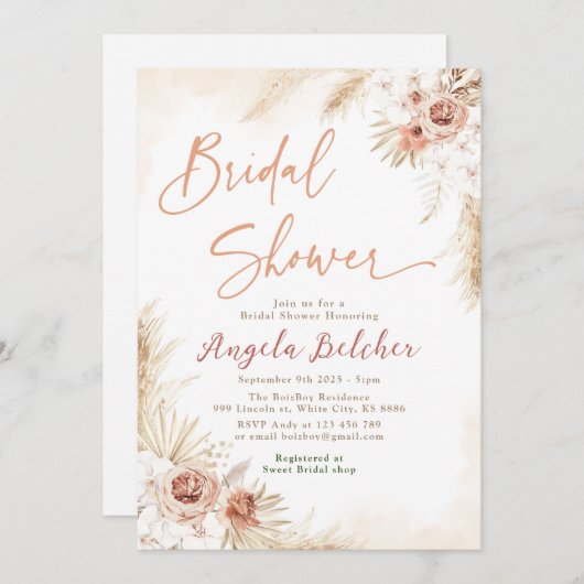 Boho Pampas Grass - Boho Vrijgezellenfeest Kaart (Voorkant / Achterkant)