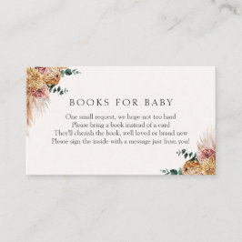 Boho Pampas Grass Books voor Baby-invoegkaart Informatiekaartje