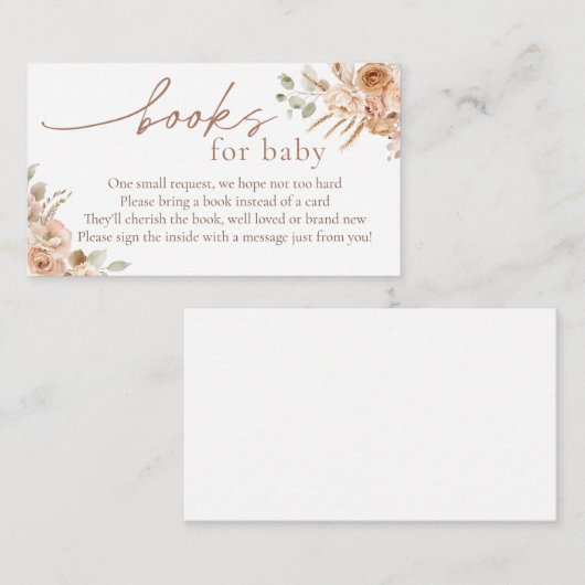 Boho Pampas Grass Books voor Baby-invoegkaart Informatiekaartje (Voorkant / Achterkant)