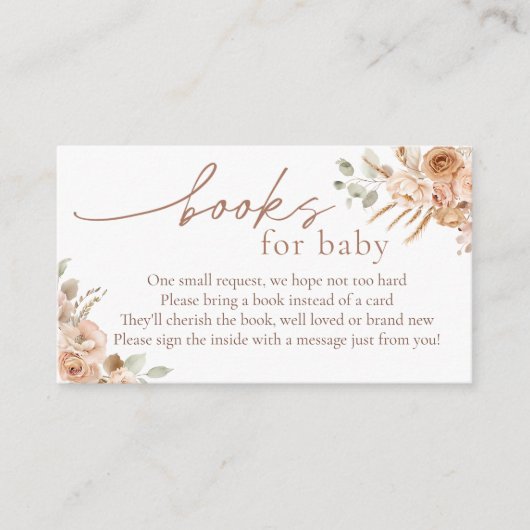 Boho Pampas Grass Books voor Baby-invoegkaart Informatiekaartje (Voorkant)