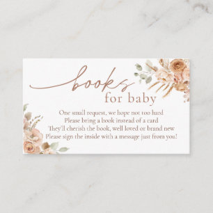 Boho Pampas Grass Books voor Baby-invoegkaart Informatiekaartje
