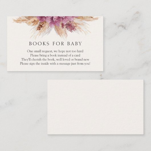 Boho Pampas Grass Books voor Baby-invoegkaart Informatiekaartje (Voorkant / Achterkant)