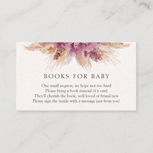 Boho Pampas Grass Books voor Baby-invoegkaart Informatiekaartje (Voorkant)