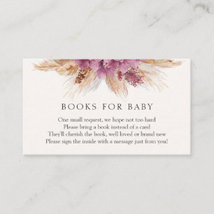 Boho Pampas Grass Books voor Baby-invoegkaart Informatiekaartje