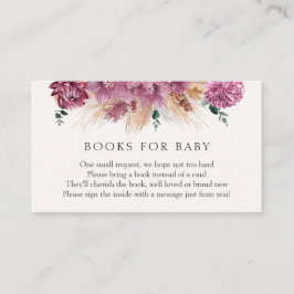 Boho Pampas Grass Books voor Baby-invoegkaart Informatiekaartje