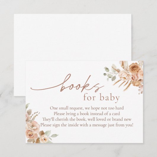 Boho Pampas Grass Books voor Baby-invoegkaart Kaart (Voorkant / Achterkant)