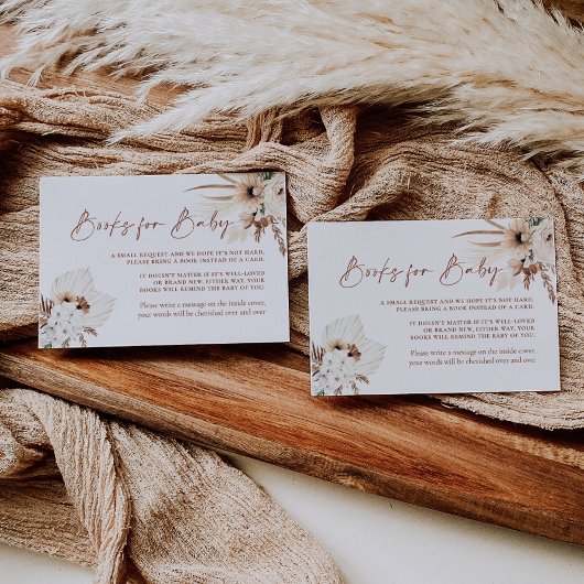 Boho Pampas Grass Books voor Baby Kaart Notitiekaartje